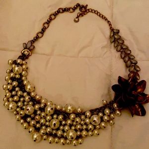 Bronze, pearl and crystal studded necklace